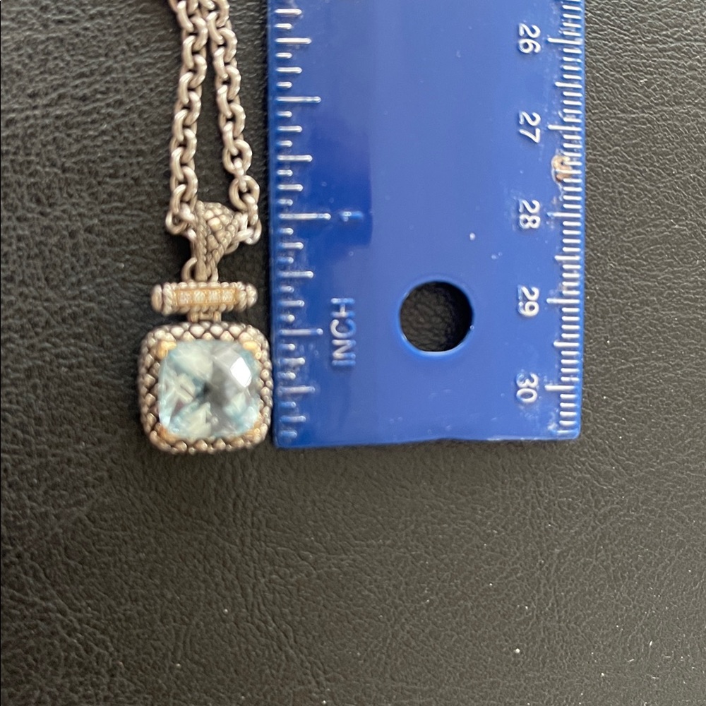 Andrea Candela Sterling necklace with blue topaz, diamonds 18k - like Yurman - Picture 7 of 8